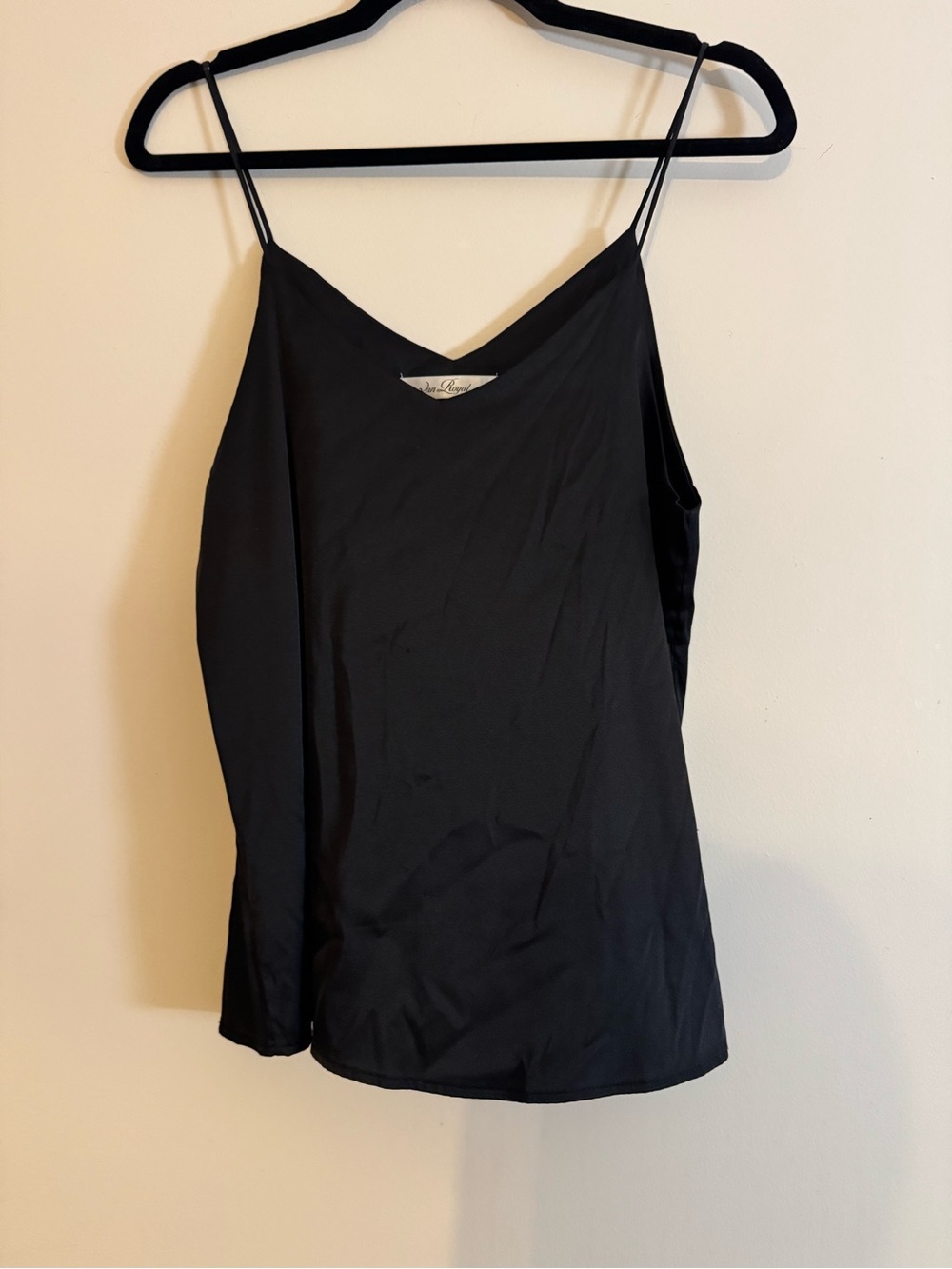 Classic Black Satin Spaghetti-Strap Cami